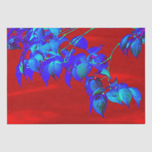 Red Sky Blue Leaves Tissue Paper