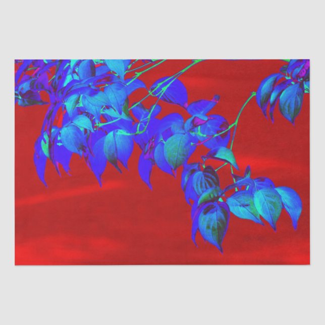 Red Sky Blue Leaves  Tissue Paper (Front)