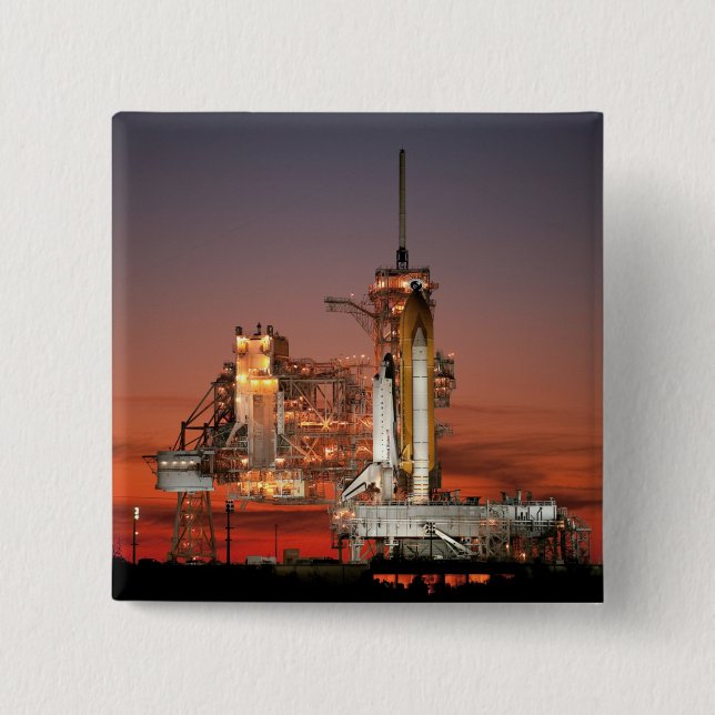 Red Sky for Space Shuttle Atlantis Launch 15 Cm Square Badge (Front)