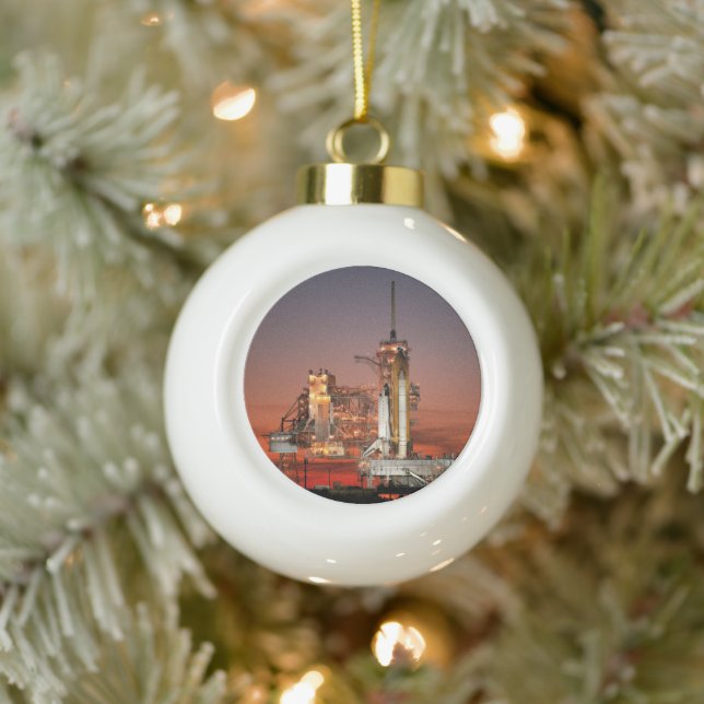 Red Sky for Space Shuttle Atlantis Launch Ceramic Ball Christmas Ornament (Tree)