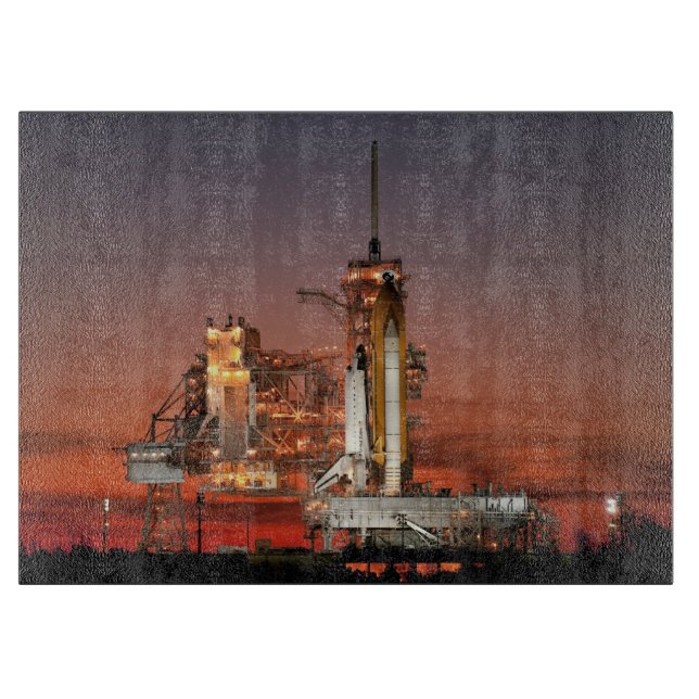 Red Sky for Space Shuttle Atlantis Launch Cutting Board (Front)