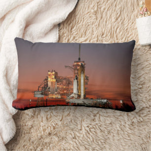 Red Sky for Space Shuttle Atlantis Launch Lumbar Cushion