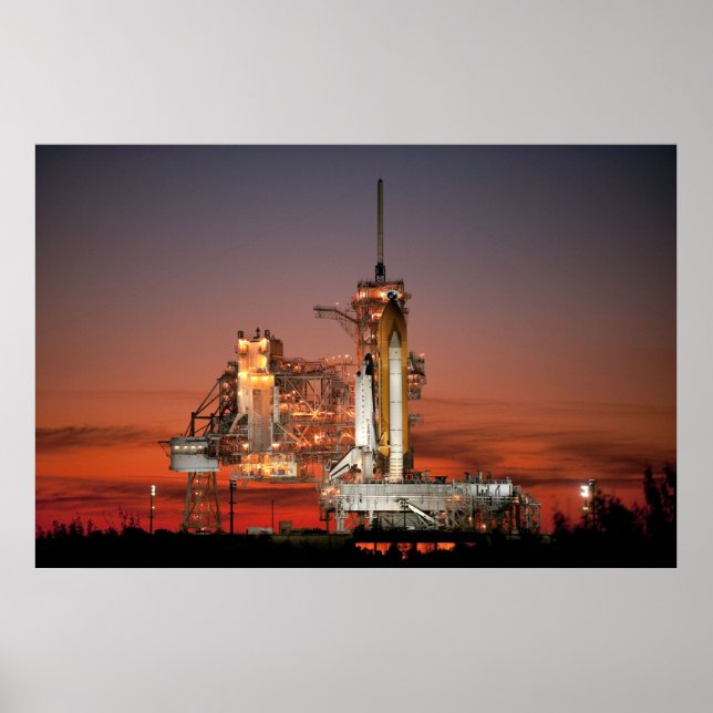 Red Sky for Space Shuttle Atlantis Launch Poster (Front)