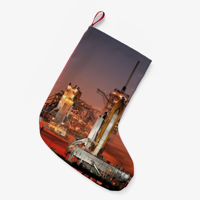 Red Sky for Space Shuttle Atlantis Launch Small Christmas Stocking (Front (Hanging))