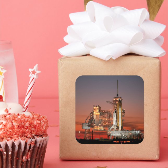 Red Sky for Space Shuttle Atlantis Launch Square Sticker (Party)