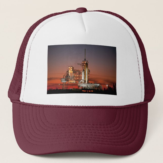 Red Sky for Space Shuttle Atlantis Launch Trucker Hat (Front)