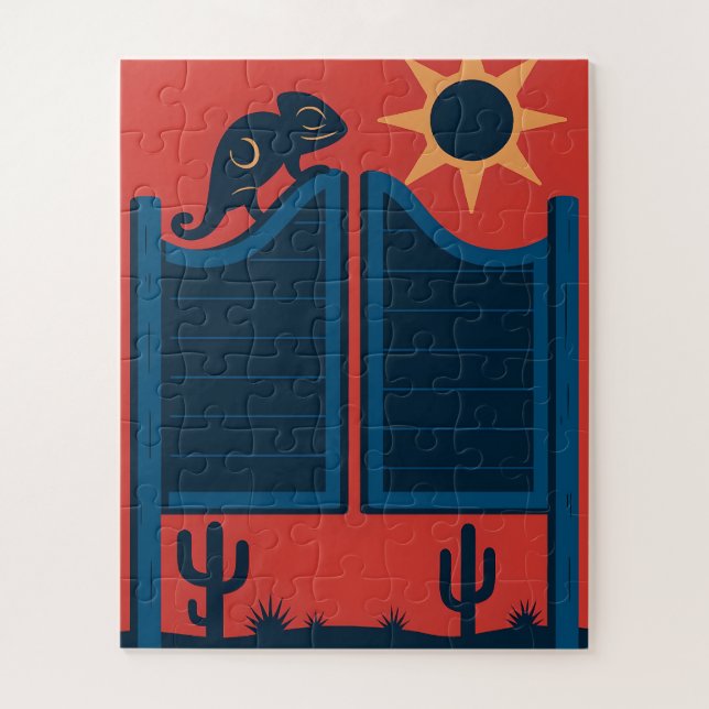 Red Sky Saloon Door Chameleon Jigsaw Puzzle (Vertical)