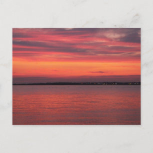 Red Sky Sunset over the Bay Postcard