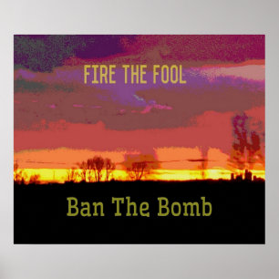 Red Skyscape #Banthebomb Political Resistance Poster