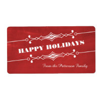 Red Slanted Chalkboard Holiday Labels