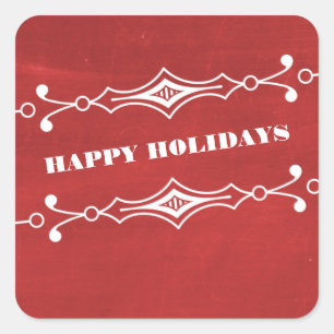 Red Slanted Chalkboard Holiday Stickers