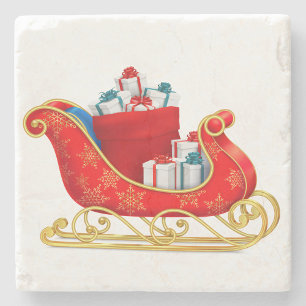 Red Sleigh Stone Coaster
