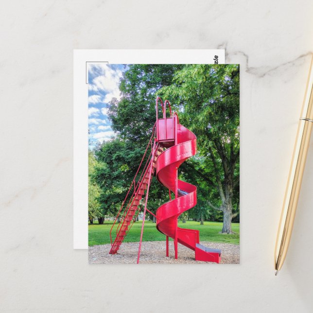 Red Slide in Burlington, Iowa  Postcard (Front/Back In Situ)