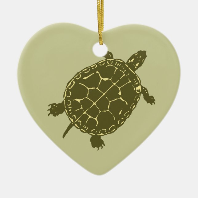 Red Slider Turtle Ceramic Tree Decoration (Front)