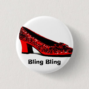 red slippers, Bling Bling 3 Cm Round Badge