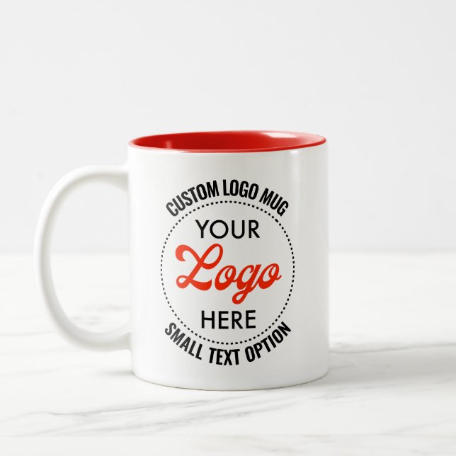 RED Small Text Promotional Two-Tone Logo Mug (Left)