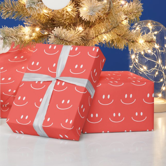 Red Smile Pattern Wrapping Paper (Holidays)