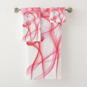 Red Smoke Symmetrical Minimalist Abstract Bath Towel Set