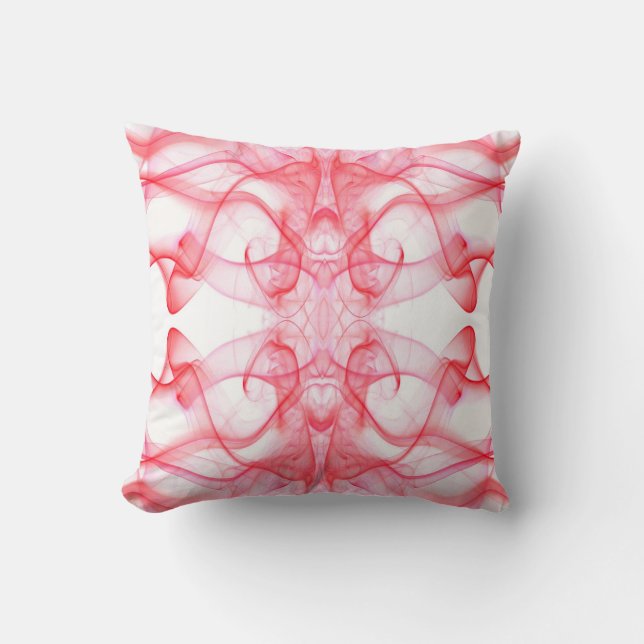 Red Smoke Symmetrical Minimalist Abstract Cushion (Front)