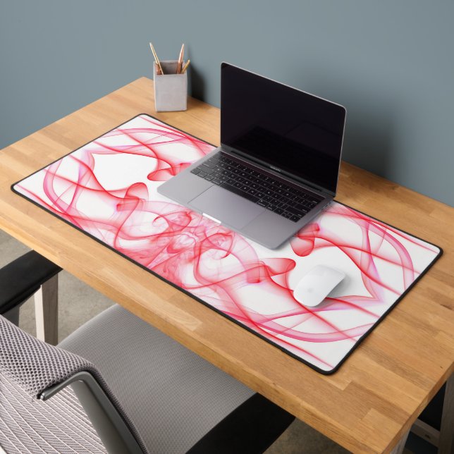 Red Smoke Symmetrical Minimalist Abstract Desk Mat (Office 2)