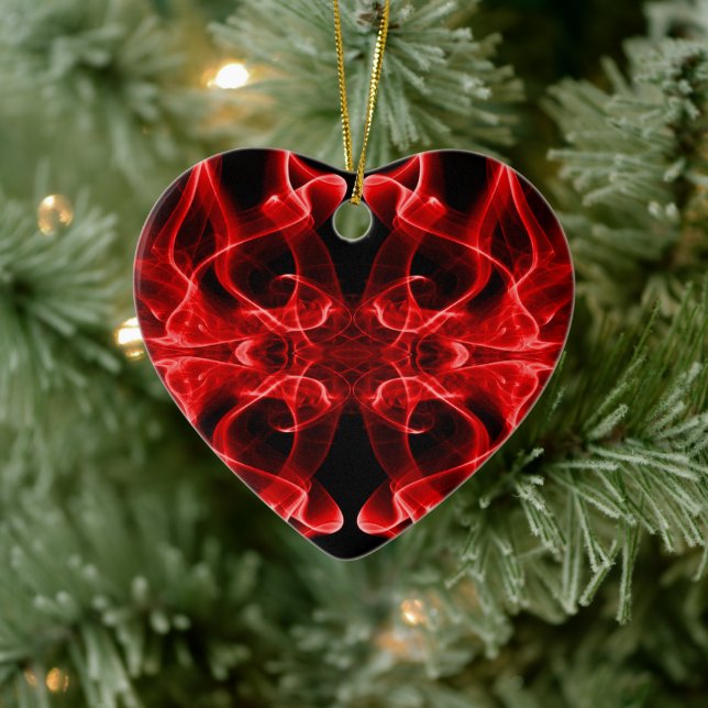 Red Smoke Symmetrical Minimalist Black Ceramic Tree Decoration (Tree)