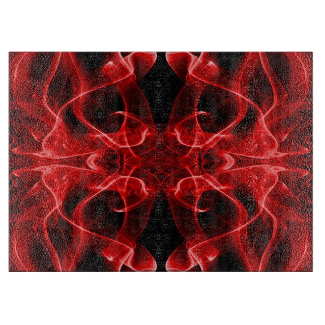 Red Smoke Symmetrical Minimalist Black Cutting Board (Front)