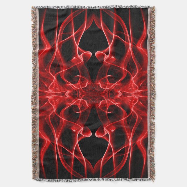 Red Smoke Symmetrical Minimalist Black Throw Blanket (Front Vertical)
