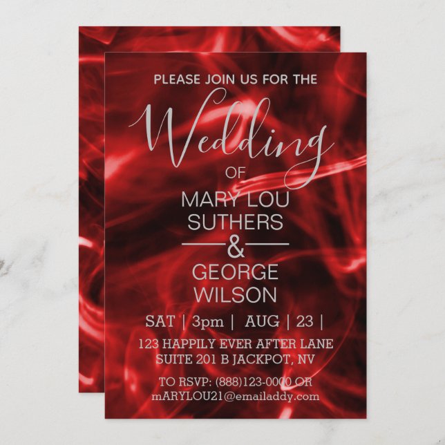 Red Smoke Wedding Invitation (Front/Back)