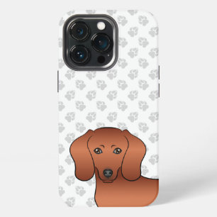 Red Smooth Coat Dachshund Cute Cartoon Dog Head iPhone 13 Pro Case