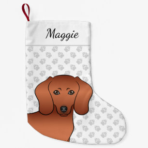 Red Smooth Coat Dachshund Cute Cartoon Dog Head Small Christmas Stocking