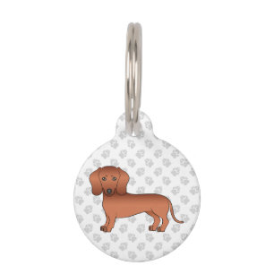 Red Smooth Coat Dachshund Cute Cartoon Dog Pet Tag