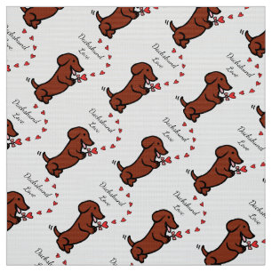 Red Smooth Dachshund Love Fabric