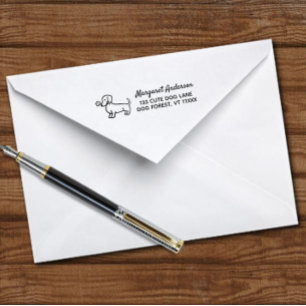 Red Smooth Dachshund Tiny flower Return Address Self-inking Stamp