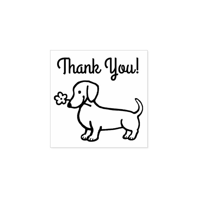 Red Smooth Dachshund Tiny flower Rubber Stamp (Imprint)
