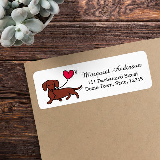 Red Smooth Haired Dachshund Smiling Heart