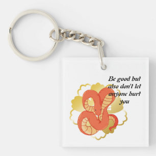 Red Snake on a Golden Flower” Unique & Luxurious Key Ring