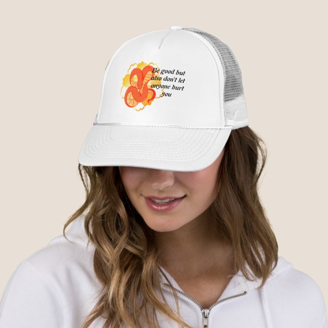 Red Snake on a Golden Flower” | Unique & Luxurious Trucker Hat (In Situ)