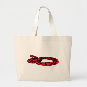 Red Snake With Hearts Large Tote Bag