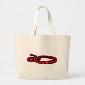 Red Snake With Hearts Large Tote Bag