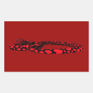 Red Snake With Hearts Rectangular Sticker