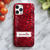 Red Snakeskin Personalised Name Animal Print