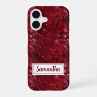 Red Snakeskin Personalised Name Animal Print