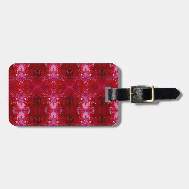 Red Snapdragon Ikat  Luggage Tag (Front Horizontal)
