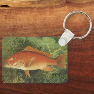 Red Snapper Fish by Kilbourne, Vintage Marine Life Key Ring