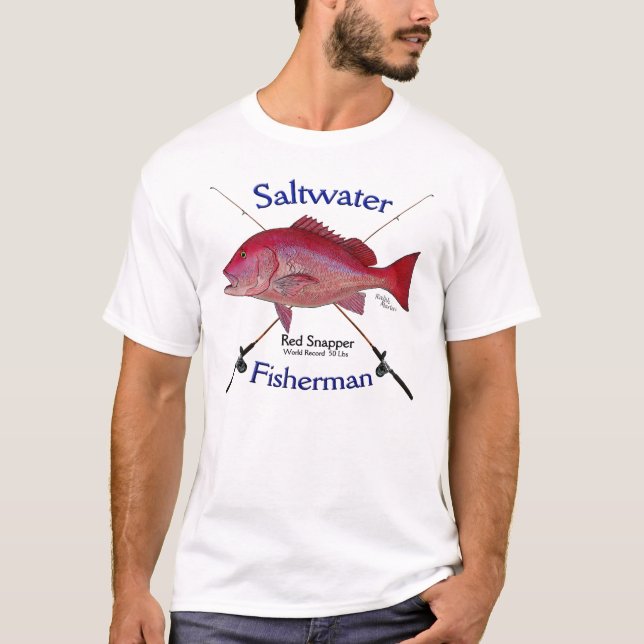 Red Snapper fishermans saltwater fishing Tshirt (Front)