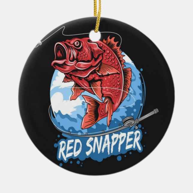 RED SNAPPER FISHING SEASON DESIGN CERAMIC TREE DECORATION (Front)