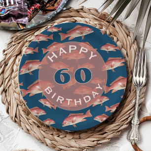 Red Snapper Happy Birthday Age Paper Plate