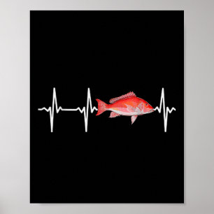 Red Snapper Heartbeat For Saltwater Fish Fishing L Poster
