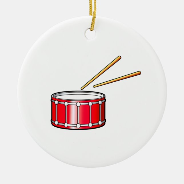 red snare graphic with sticks ceramic tree decoration (Front)