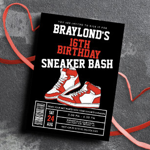 Red Sneaker Bash Birthday Invitation